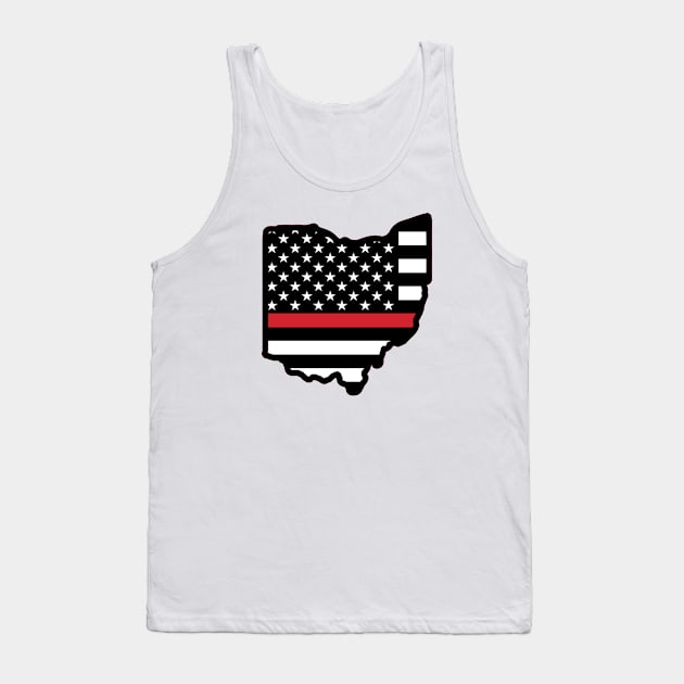 Thin Red Stripe  Ohio Flag Tank Top by DarkwingDave